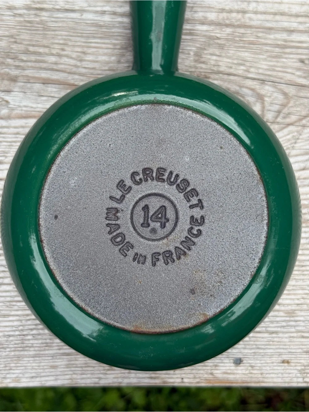 Vintage Hunter Green Le Creuset #14 Enamel Pan